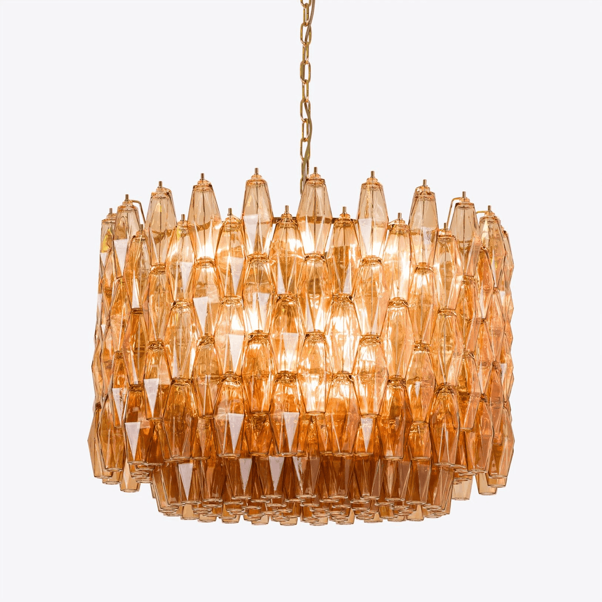 Celenella Kroonluchter van glas Cilinder Amberglas Elegante Goudkleurige Afwerking