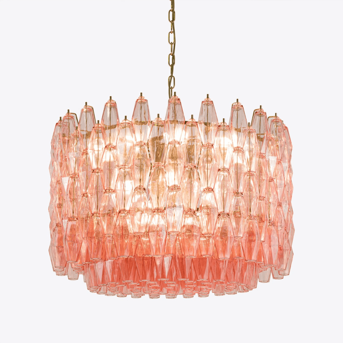 Celenella Kroonluchter van glas Cilinder Amberglas Elegante Goudkleurige Afwerking