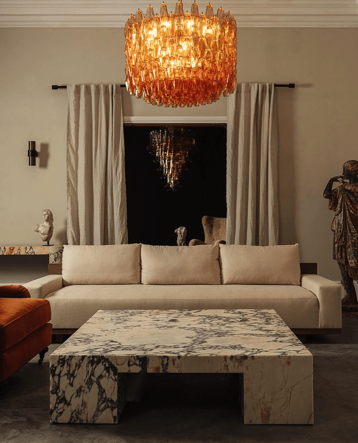 Celenella Kroonluchter van glas Cilinder Amberglas Elegante Goudkleurige Afwerking