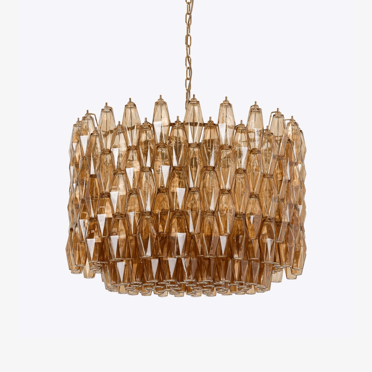 Celenella Kroonluchter van glas Cilinder Amberglas Elegante Goudkleurige Afwerking