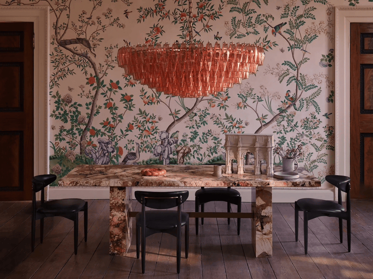 Celinora kroonluchter met gelaagde amber glas in vintage stijl