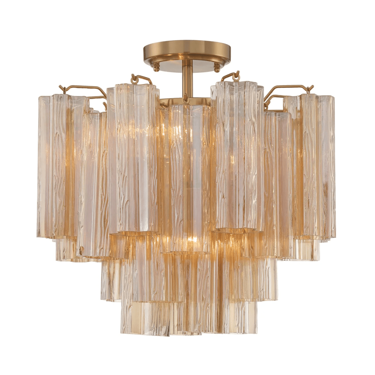 Eirerise plafondlamp met heldere Murano-glasbuizen handgemaakt