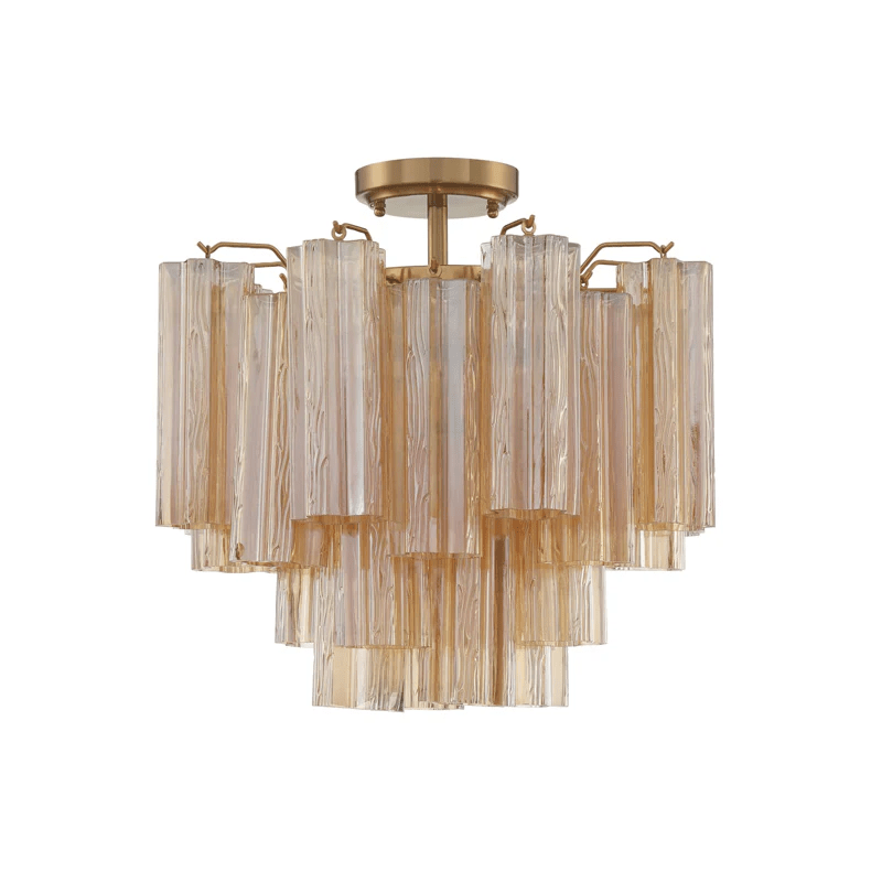Eirerise plafondlamp met heldere Murano-glasbuizen handgemaakt