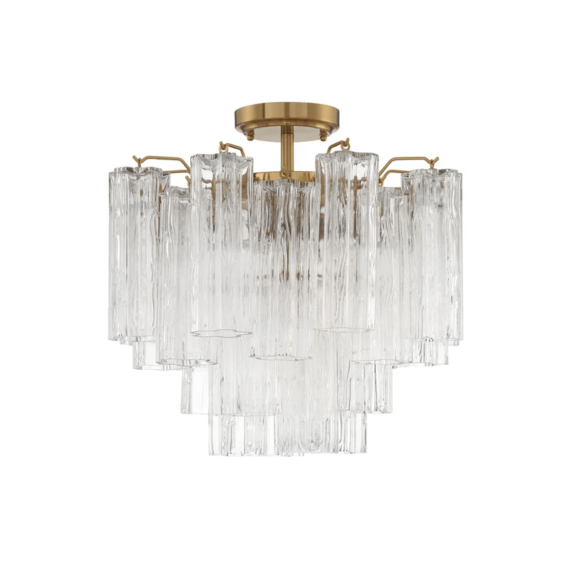 Eirerise plafondlamp met heldere Murano-glasbuizen handgemaakt