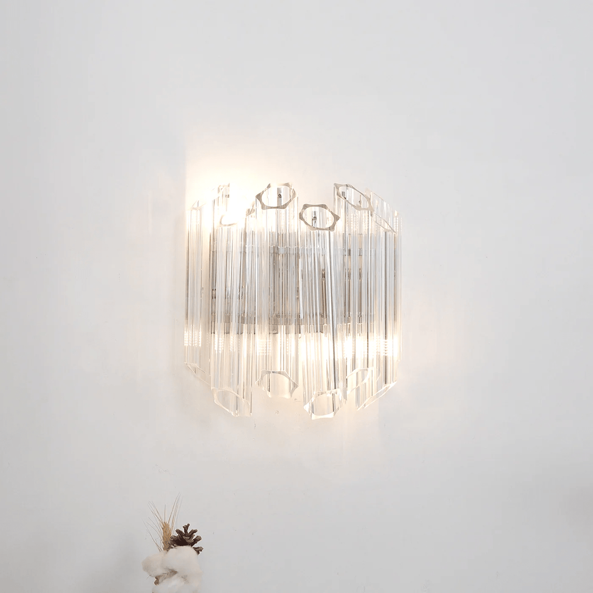 Celalaria wandlamp Helder Murano-glasbuis Cascade