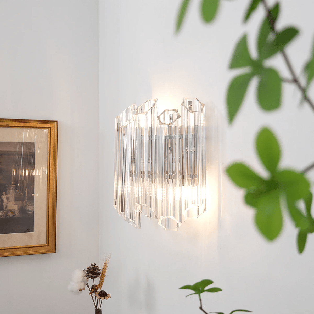 Celalaria wandlamp Helder Murano-glasbuis Cascade