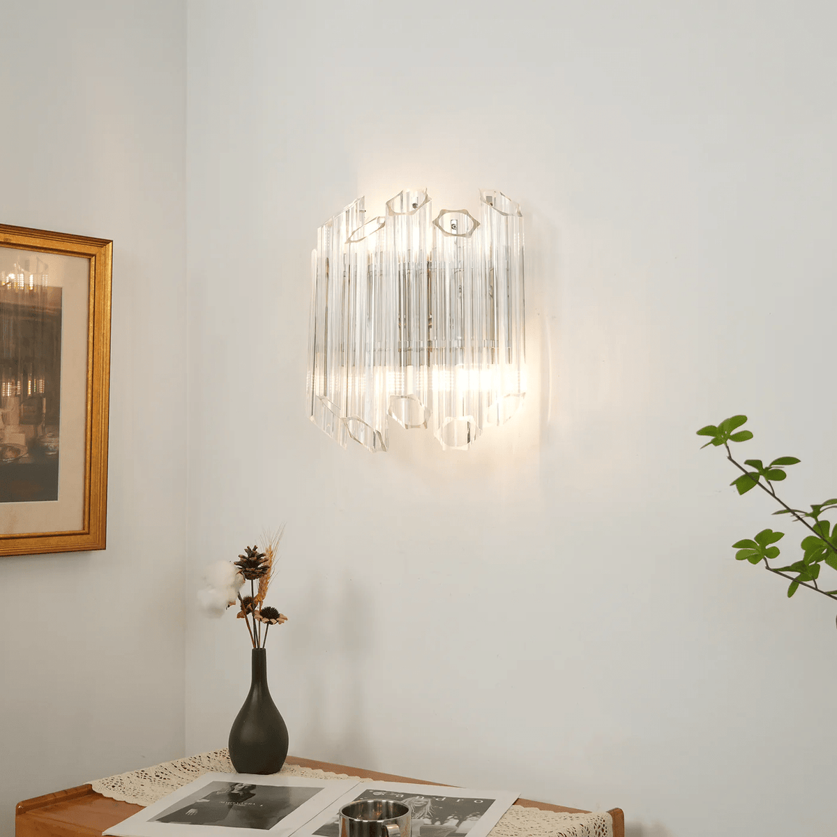Celalaria wandlamp Helder Murano-glasbuis Cascade