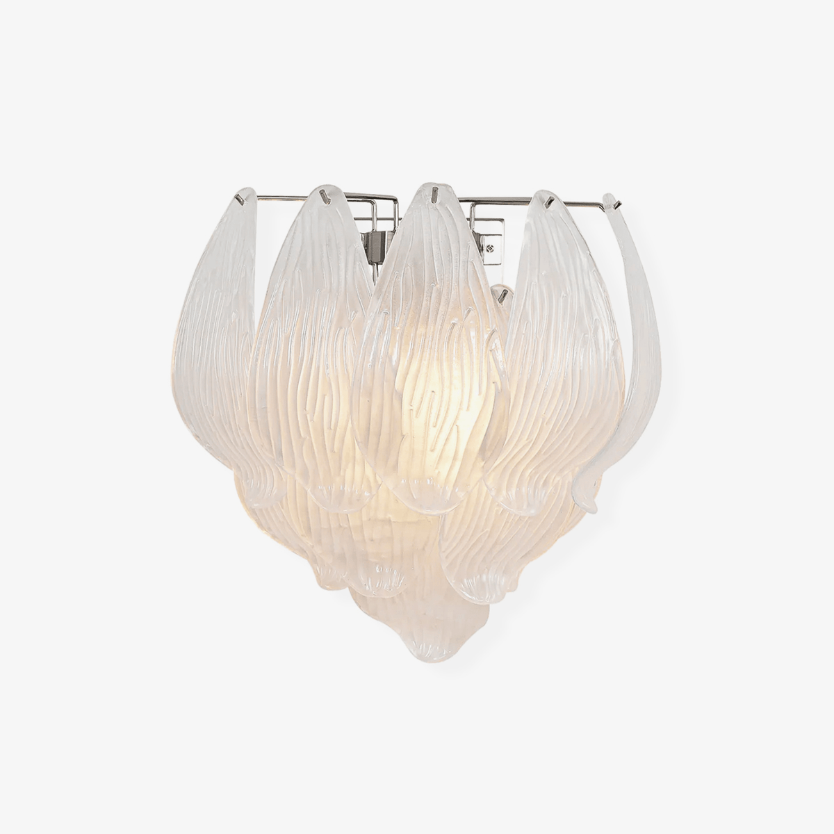 Lioriniella wandlamp Murano-glasbladeren met bloemblaadjes in cascaderende lagen met mat glas