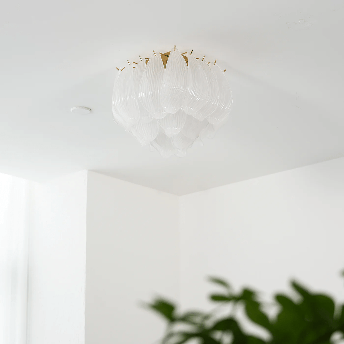 Liorivina plafondlamp Murano bloemblaadjes handgemaakte glas vlakke plafondlamp