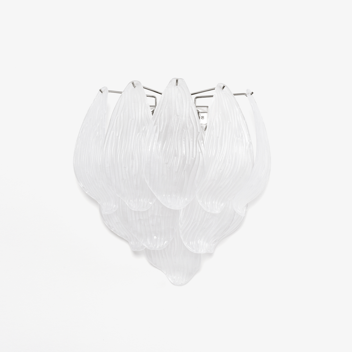 Lioriniella wandlamp Murano-glasbladeren met bloemblaadjes in cascaderende lagen met mat glas