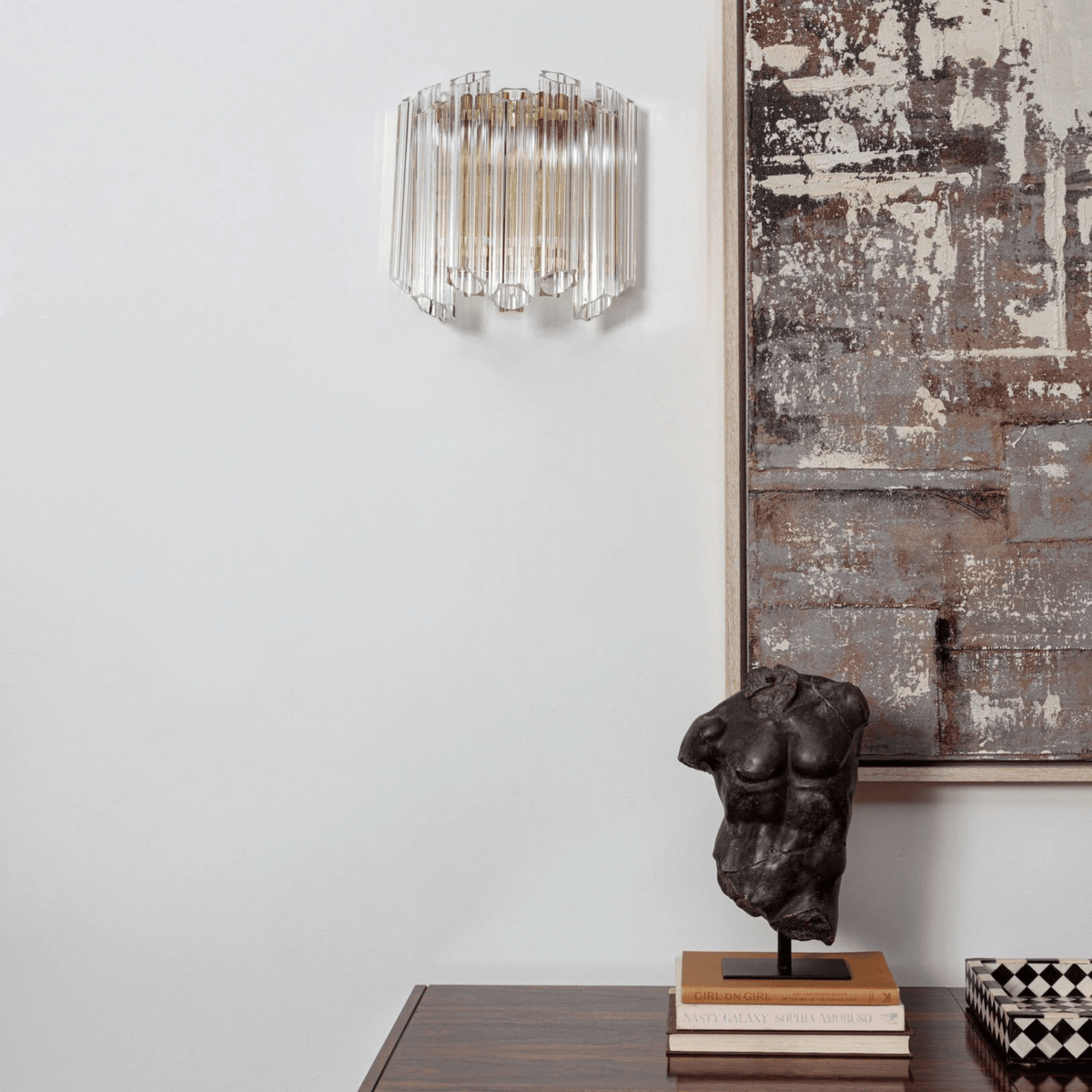 Celalaria wandlamp Helder Murano-glasbuis Cascade