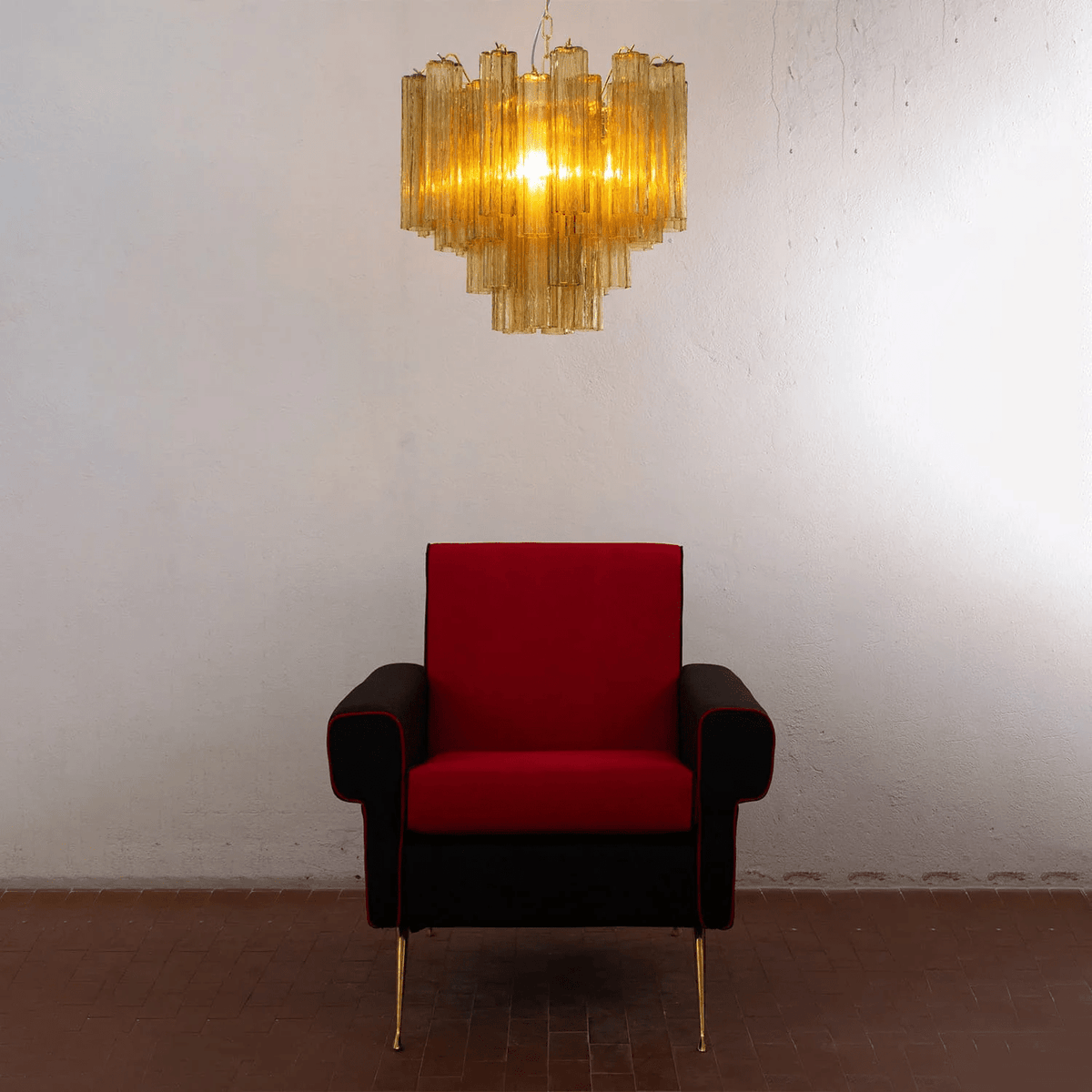 Lioruian kroonluchter Murano glas gelaagd Grijs