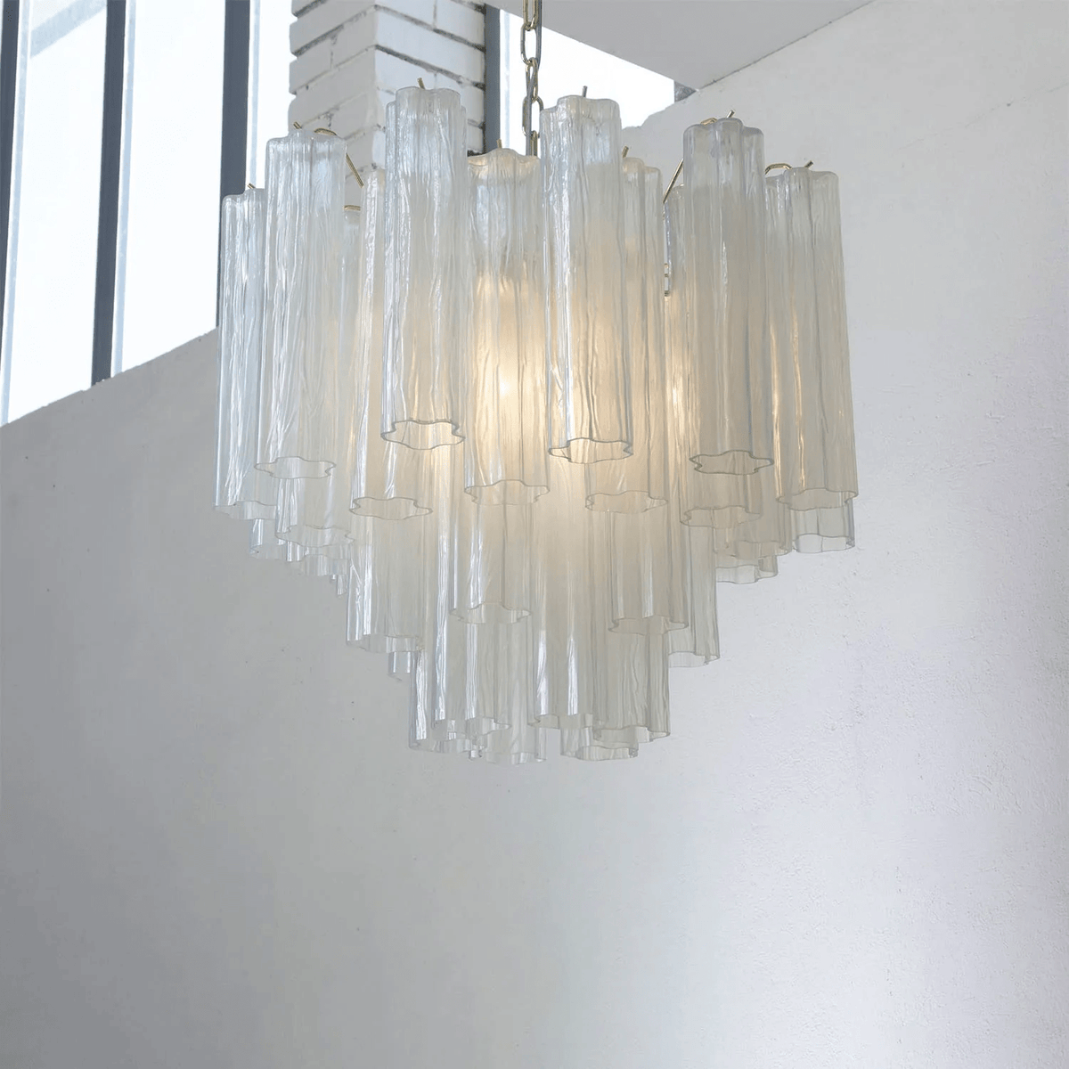 Lioruian kroonluchter Murano glas gelaagd Grijs