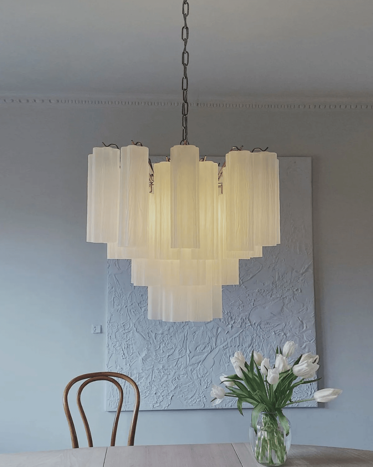Lioruian kroonluchter Murano glas gelaagd Grijs