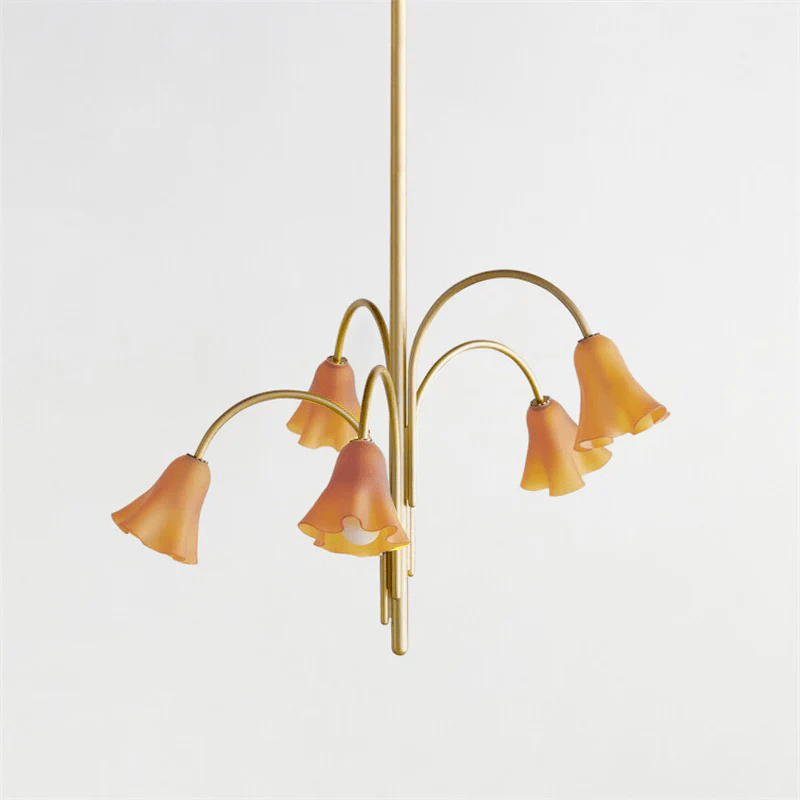 Lioreriel kroonluchter Blossom bloemblaad glas gebogen armen