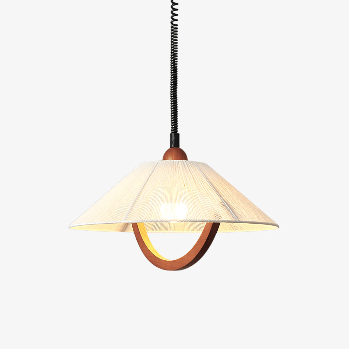 Reneria Minimalistische hanglamp van walnoot en beige