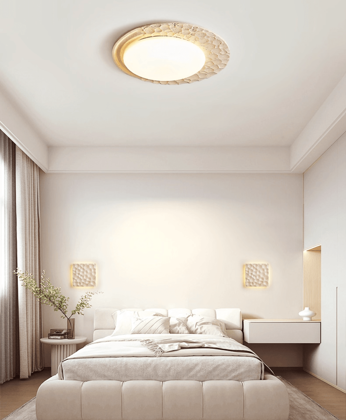 Ivsoris plafondlamp met textuur van geel travertin