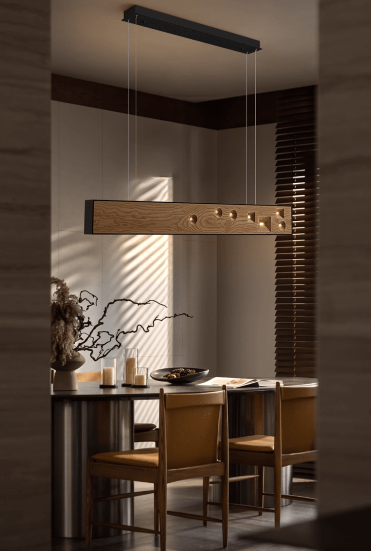Elvorora hanglamp hout edelsteen lineaire LED