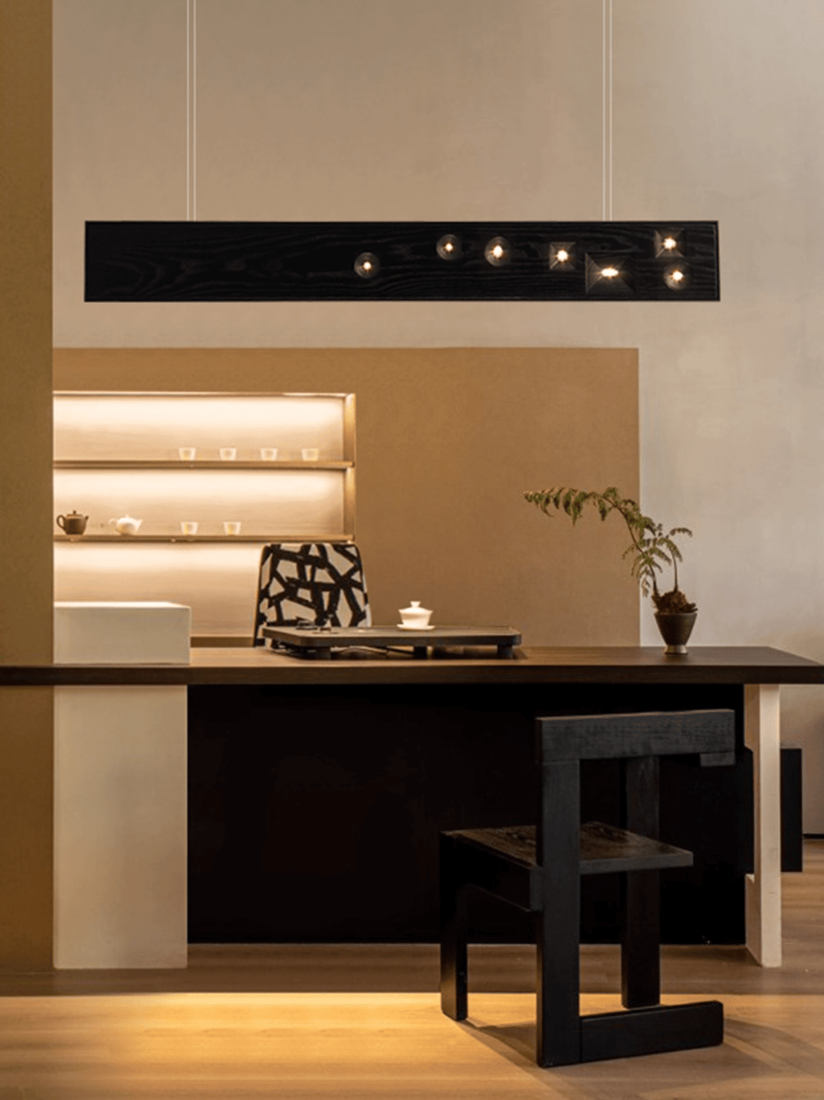 Elvorora hanglamp hout edelsteen lineaire LED