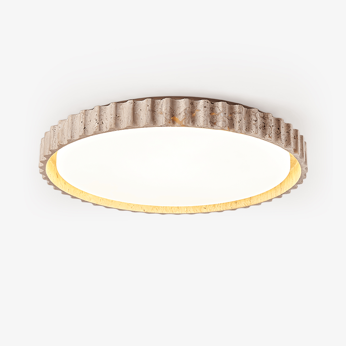 Obsidian Fluted Ring Geel travertin plafondlamp