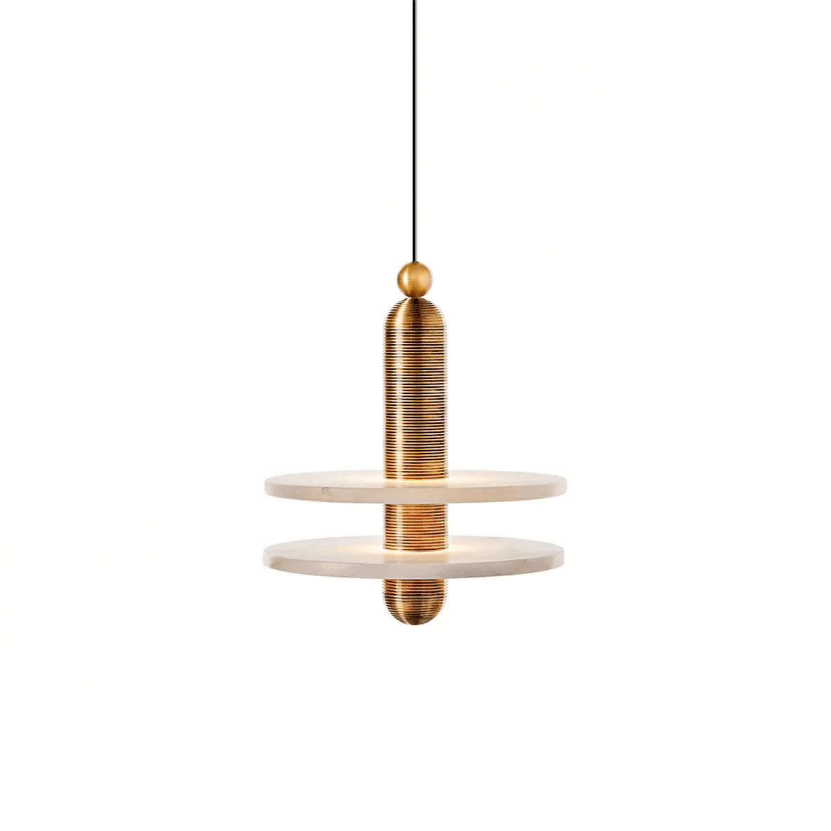 Avenirina hanglamp met geborsteld messing en albasten kap