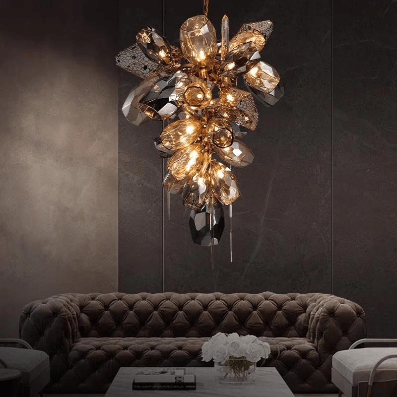Celirian Kroonluchter Moderne glas Kristal Rookglas Cluster