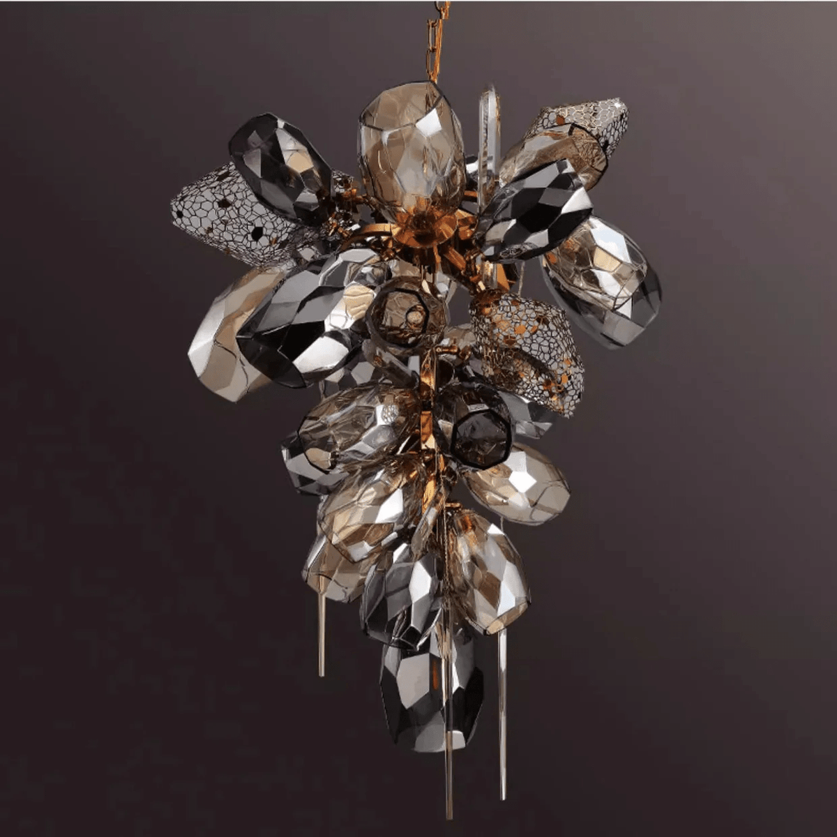 Celirian Kroonluchter Moderne glas Kristal Rookglas Cluster