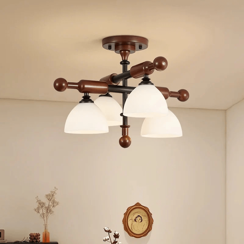 Rusticana kruisbalk plafondlamp van walnoothout