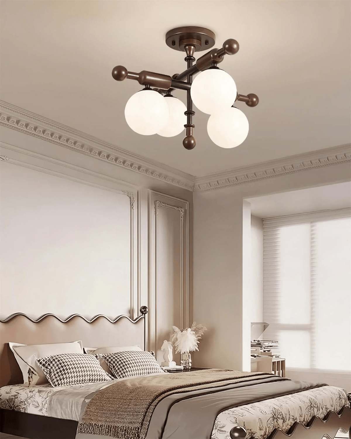 Rusticana kruisbalk plafondlamp van walnoothout