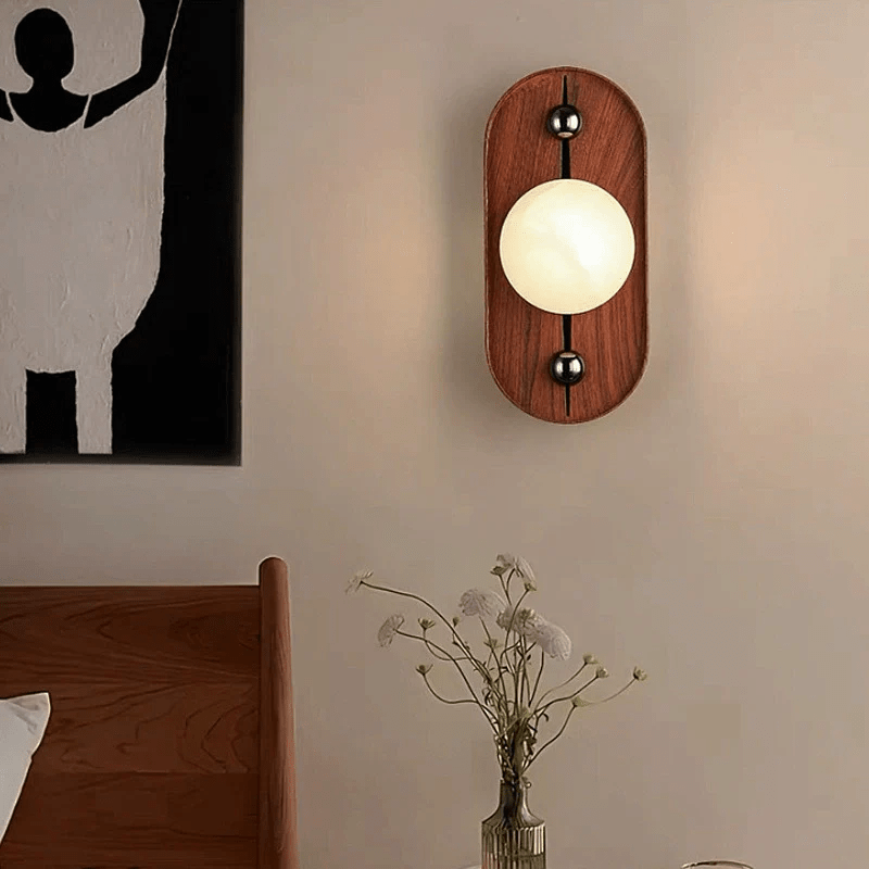 Orlin albasten wandlamp hout