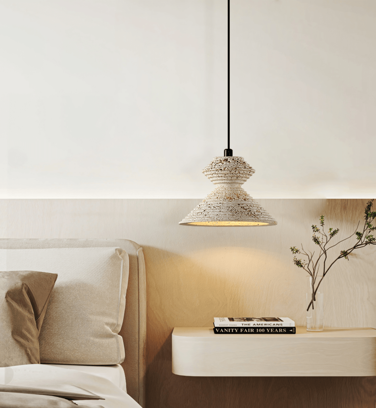 Nyrd hanglamp van geel travertin