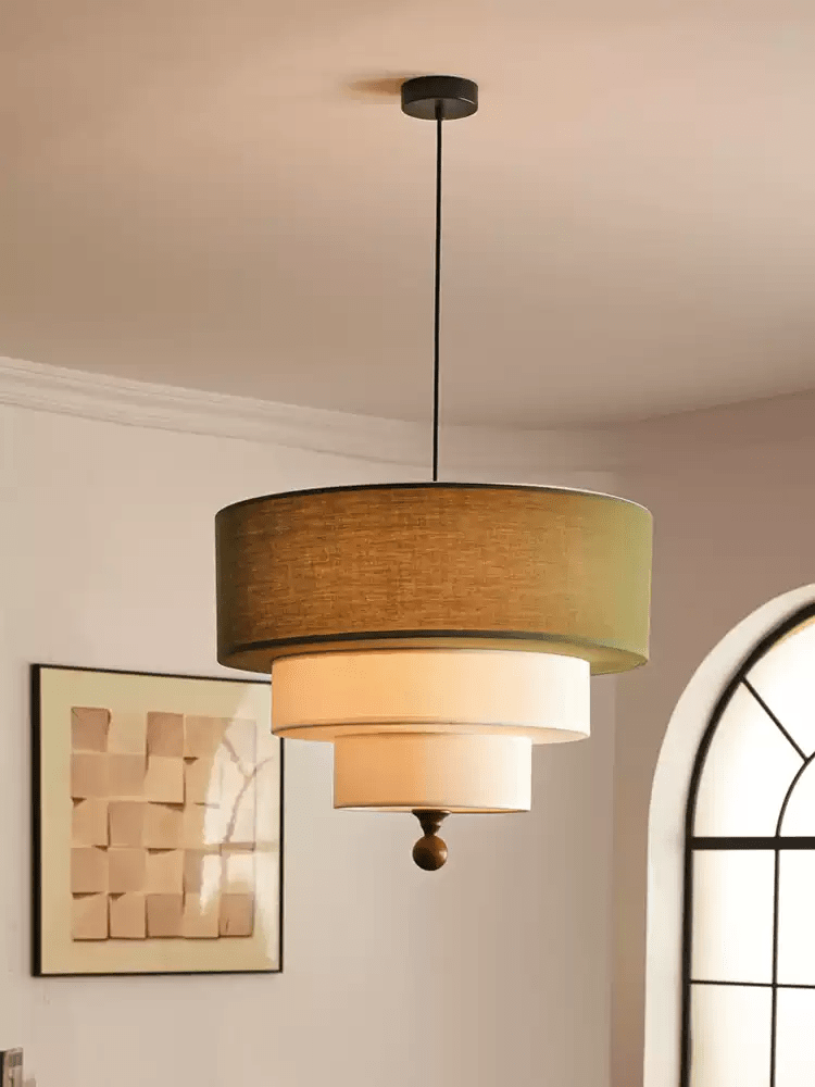 Calderin hanglamp met drie lagen van stoffen