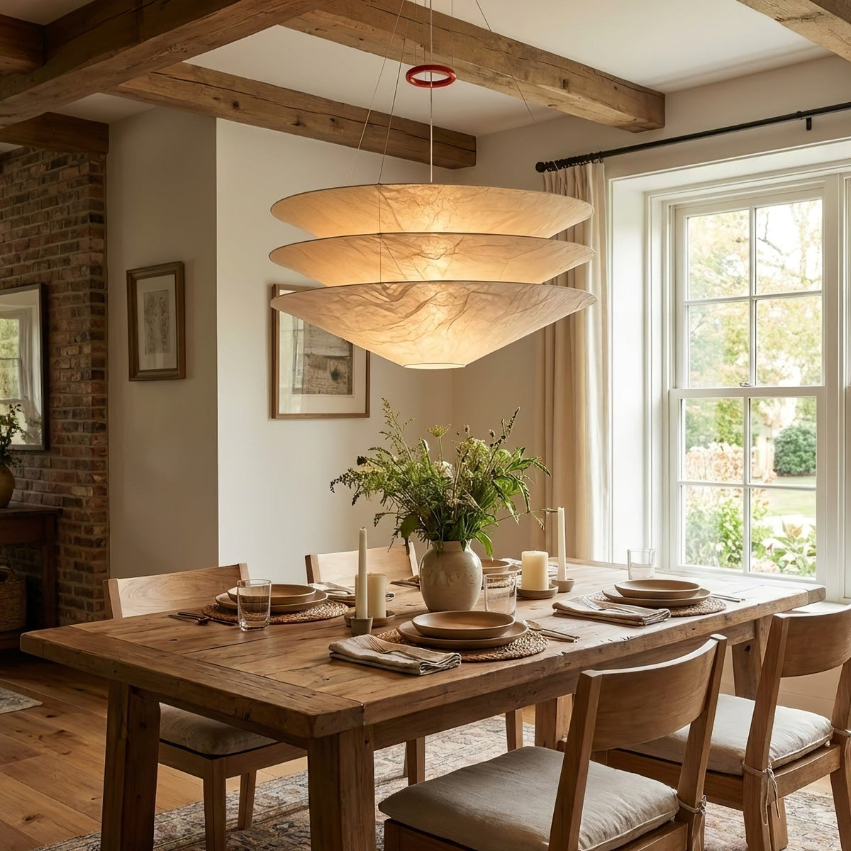 Kazu hanglamp met conische zijdekappen