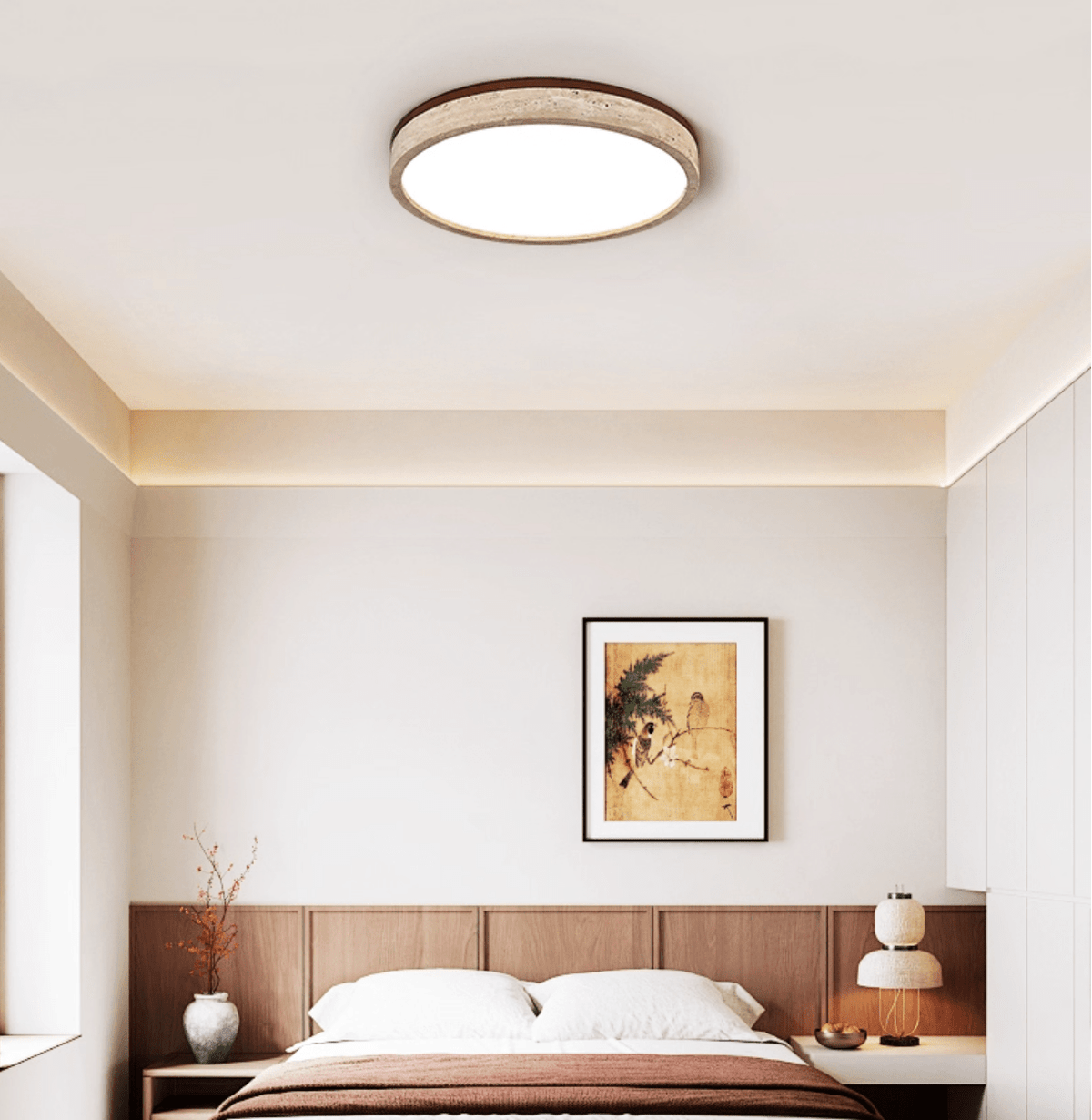 Xoan Glowly travertin Halo Ronde plafondlamp