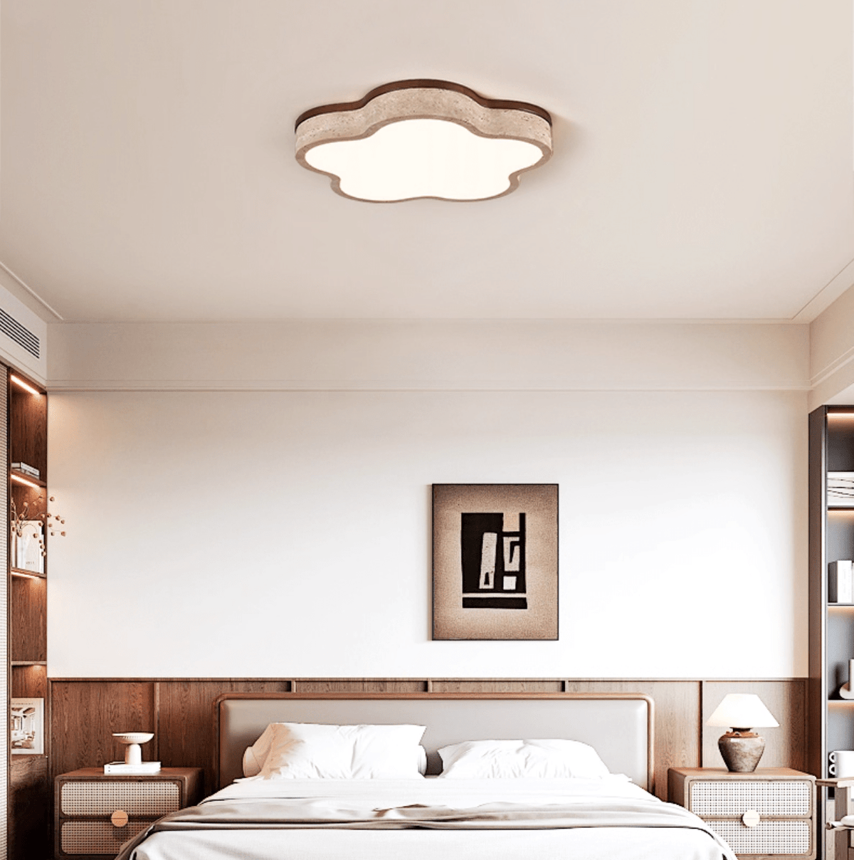 Yuki Marshmallow Vijfbladige Cloudline Geel travertin plafondlamp met bloemblaadjes