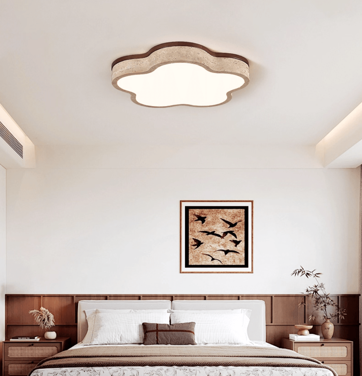 Yuki Marshmallow Vijfbladige Cloudline Geel travertin plafondlamp met bloemblaadjes