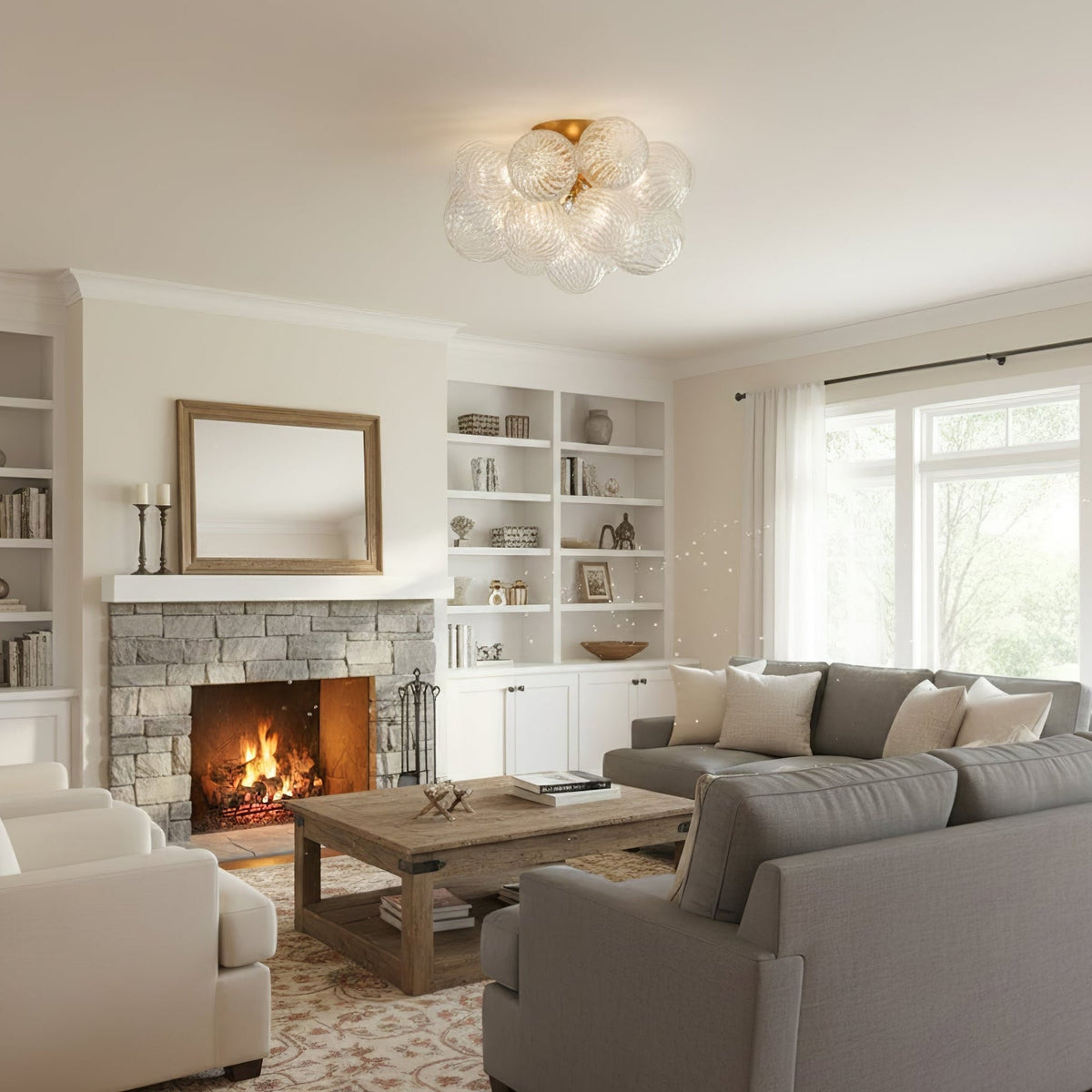 Veliira elegante plafondlamp met glazen elementen