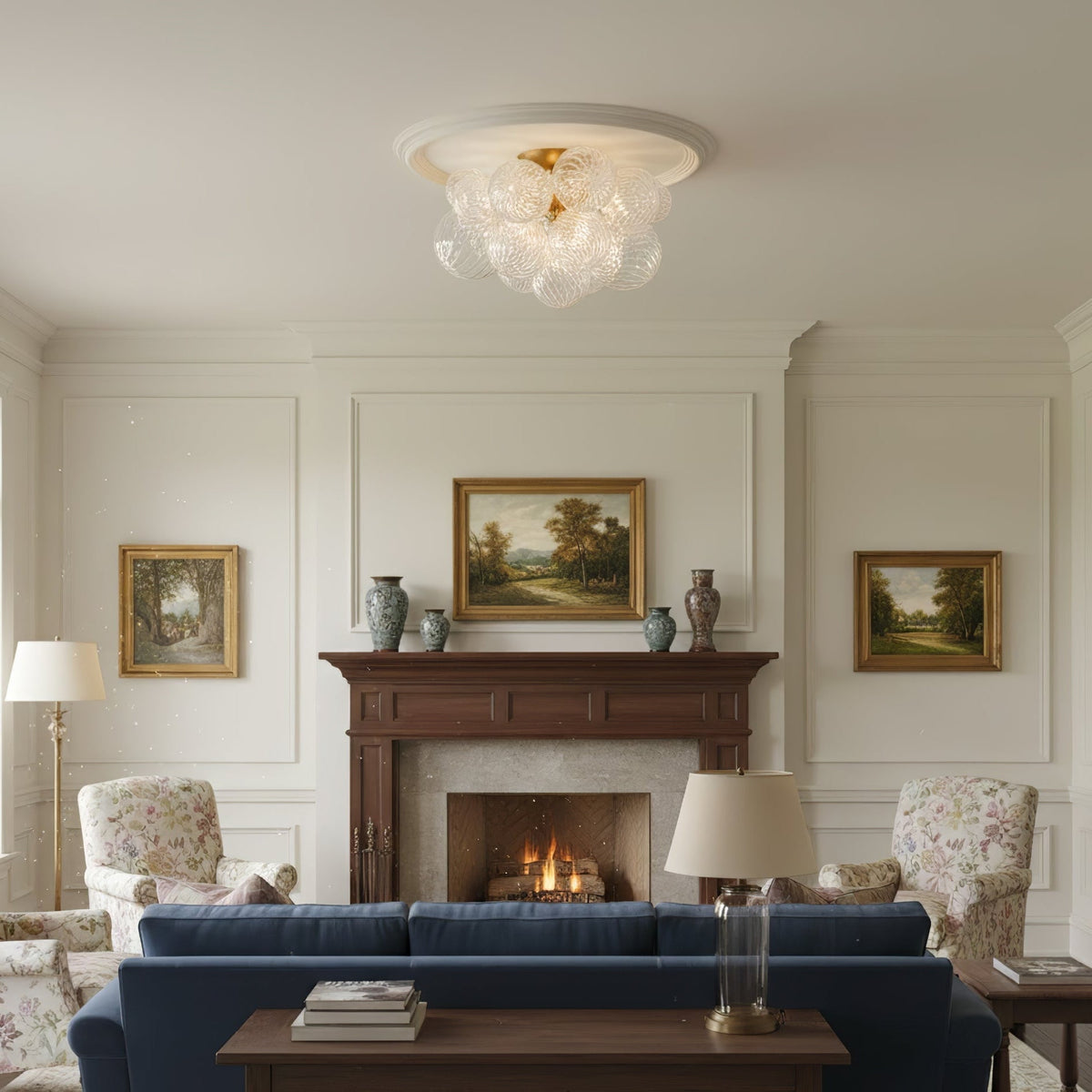 Veliira elegante plafondlamp met glazen elementen