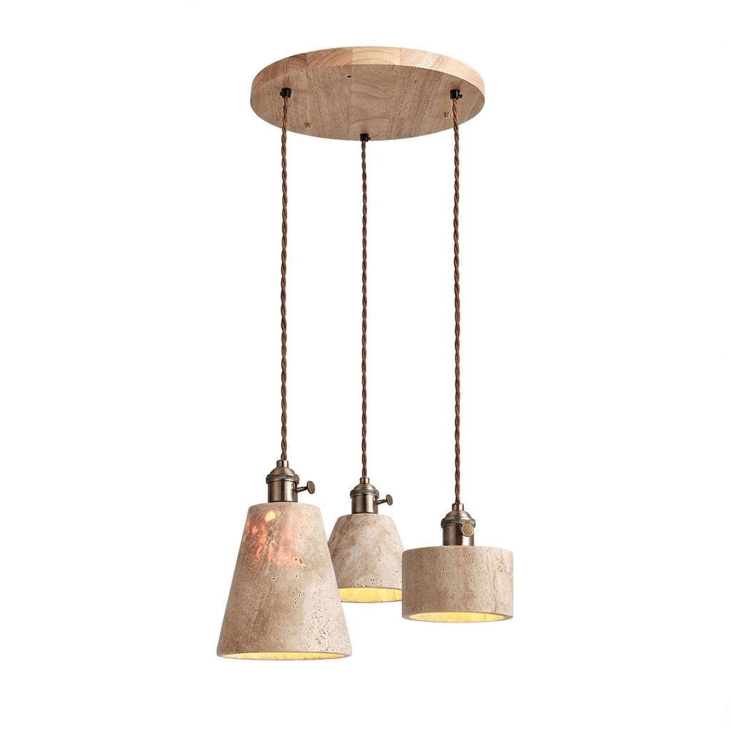 Ralv Minimalistisch Geel Travertin Hanglamp Set