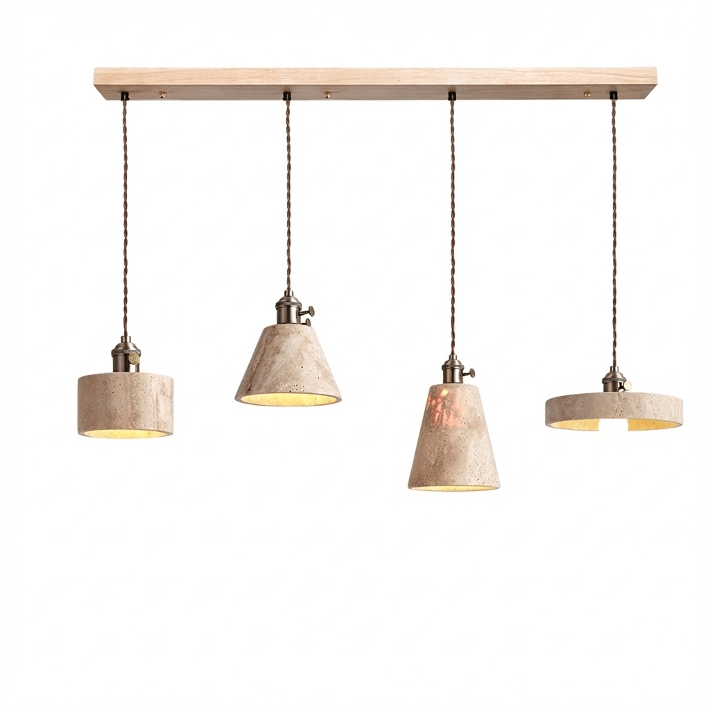 Ralv Minimalistisch Geel Travertin Hanglamp Set