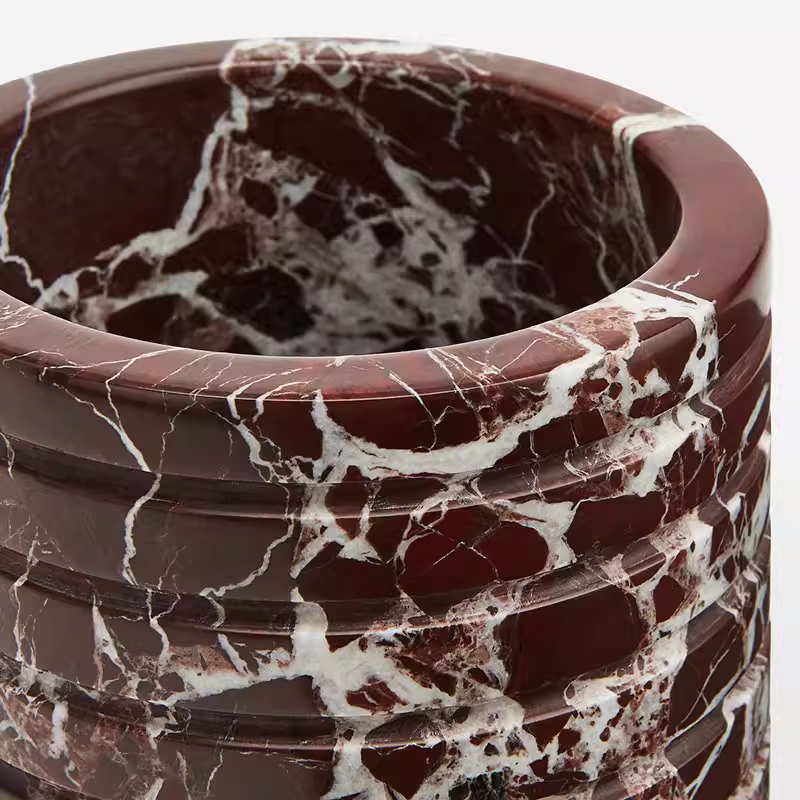 Hemzi Rosso Levanto Marmer Vaas Sculpturale Natuurlijke Steen Hoge Kwaliteit Decor