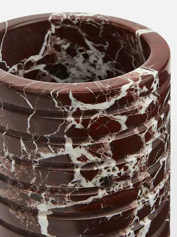 Hemzi Rosso Levanto Marmer Vaas Sculpturale Natuurlijke Steen Hoge Kwaliteit Decor