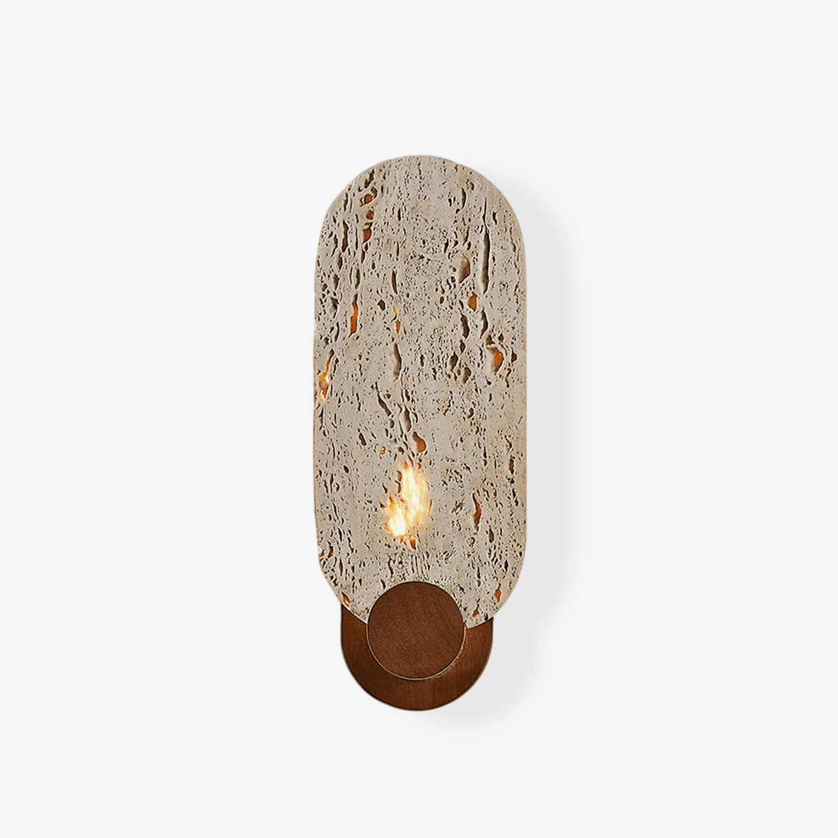 Sereneria wandlamp met Geel travertin en Walnootkleur