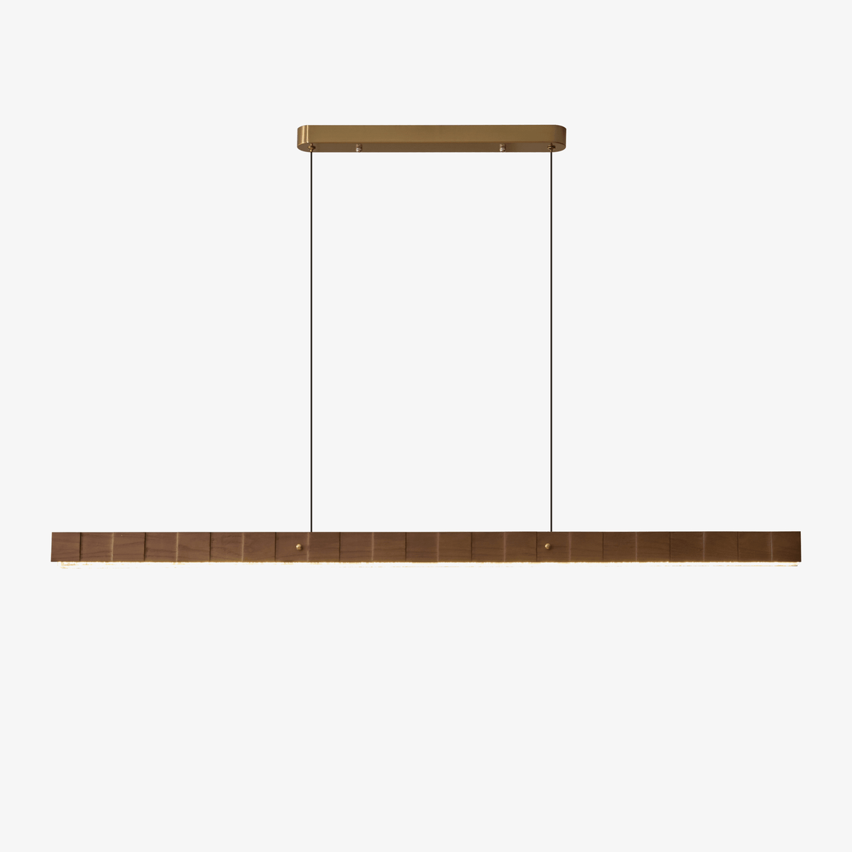 Rillwood Beam Lineaire hanglamp van walnoot en goud
