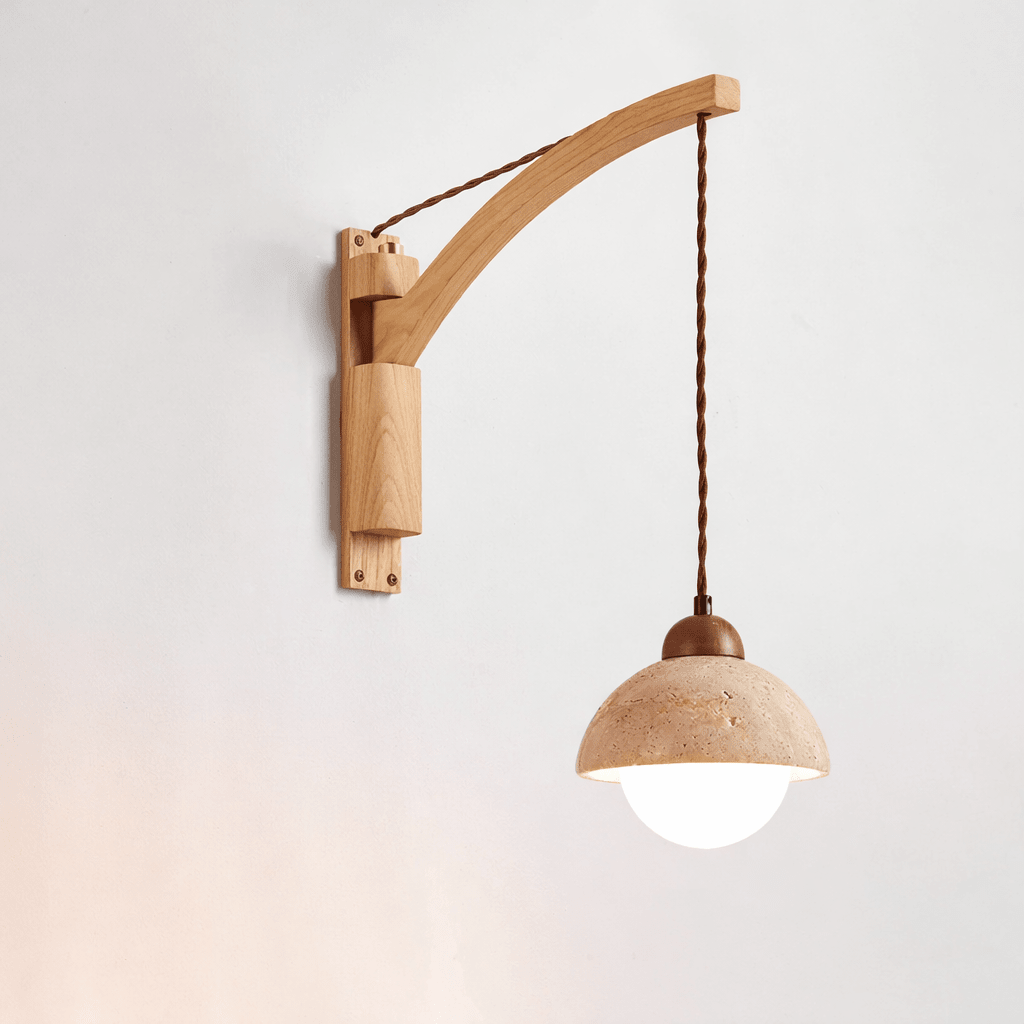 travertin wandlamp met zwenkarm