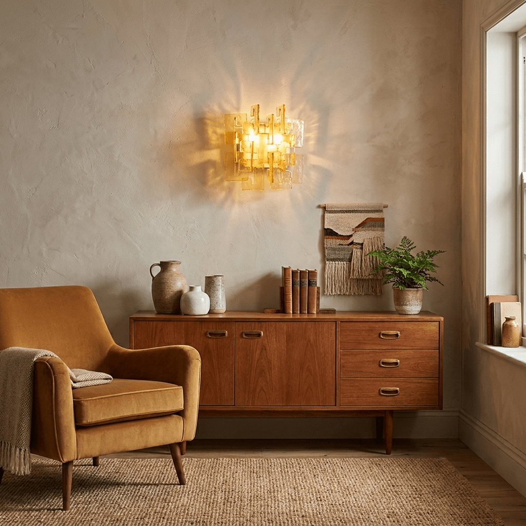 Stacked wandlamp met glazen kap