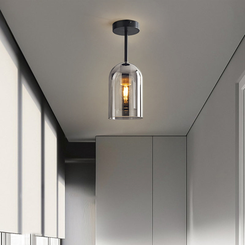 Sanna Vintage LED Plafondlamp Rookgrijs Cognac Metaal Glas Slaapkamer Woonkamer