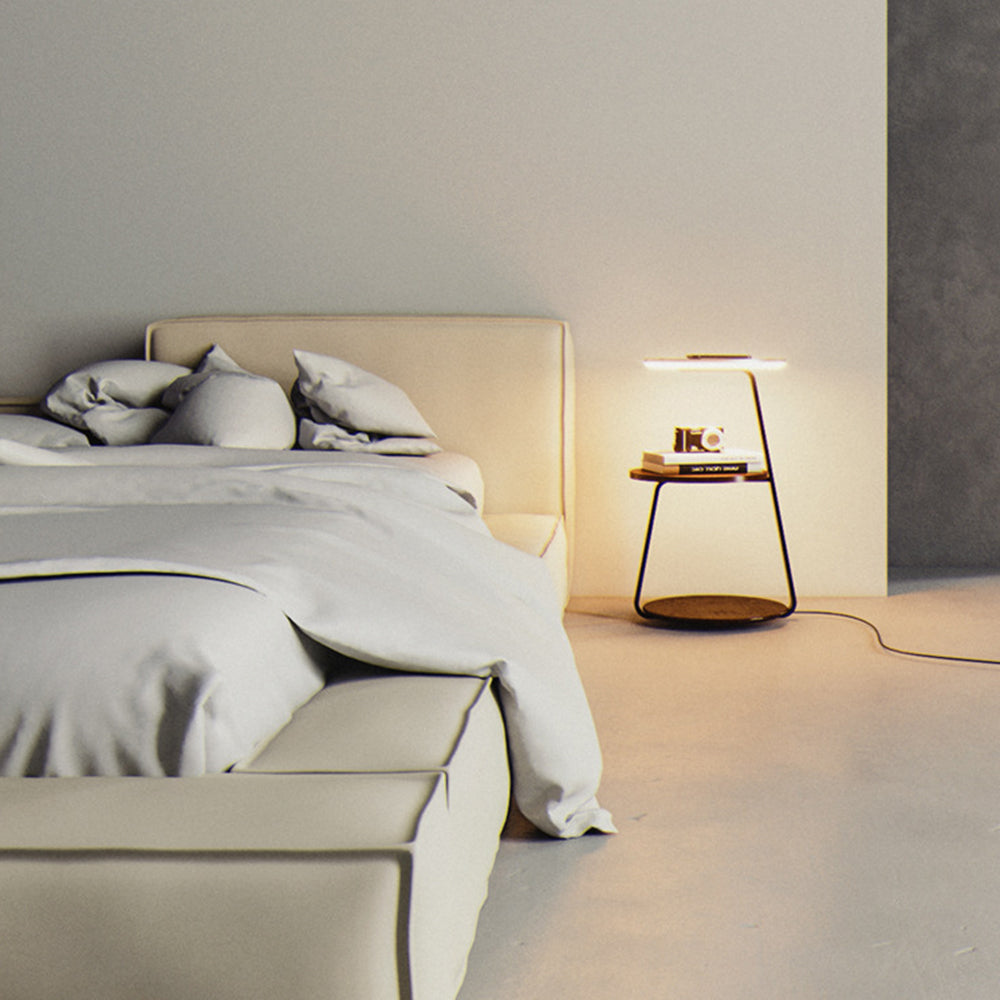 Ozawa Nachtkastje LED Zwart Metaal Hout Vloerlamp Slaapkamer
