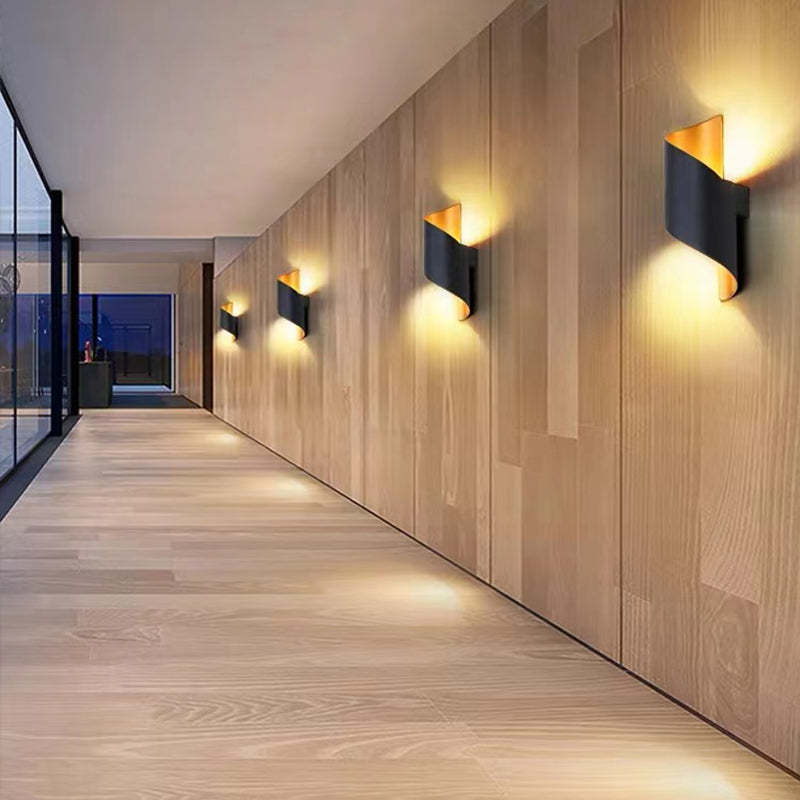 Orr Binnen Waterbestendig Metaal Spiraal Led Wandlampen Zwart Goud Tuin
