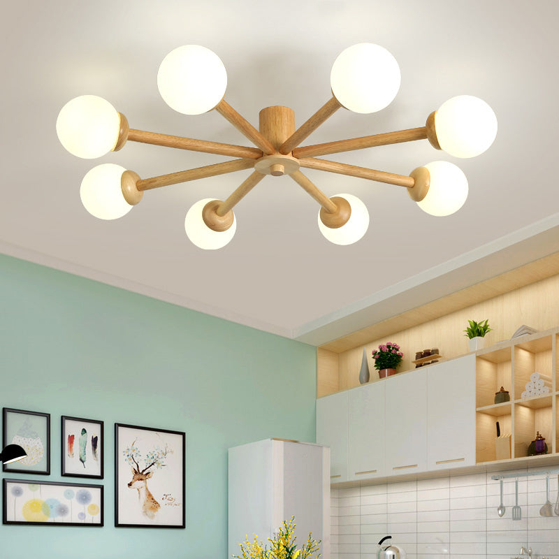 Ozawa Moderne Plafondlampen Hout Glas Woonkamer Slaapkamer Eetkamer